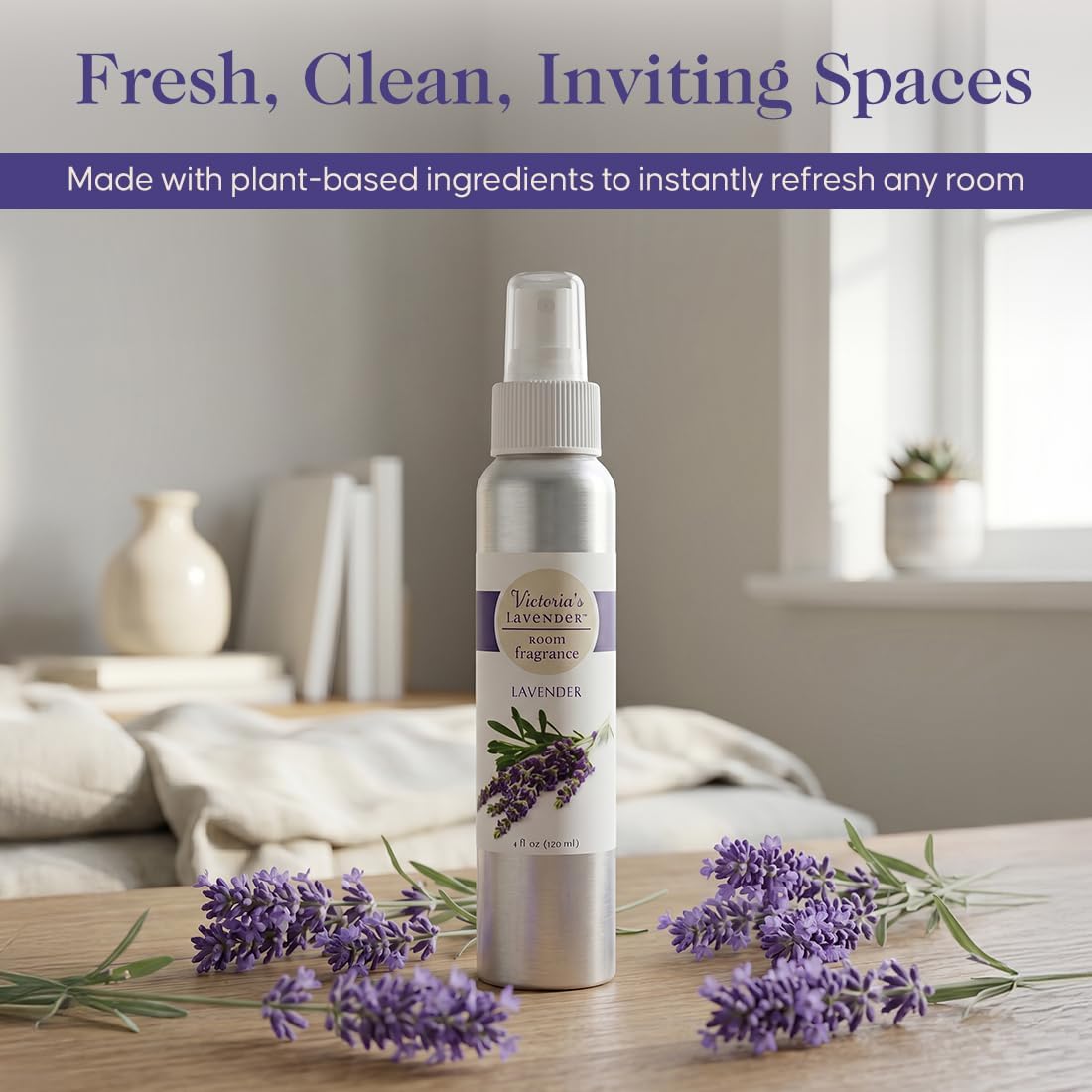 Victoria's Lavender Room Fragrance Spray - Air Freshener & Odor Eliminator - Lavender Spray - Luxury Essential Oil Scent for Home & Bathroom - Aromatherapy Relaxation & Stress Relief- 2 Pack, 4 oz