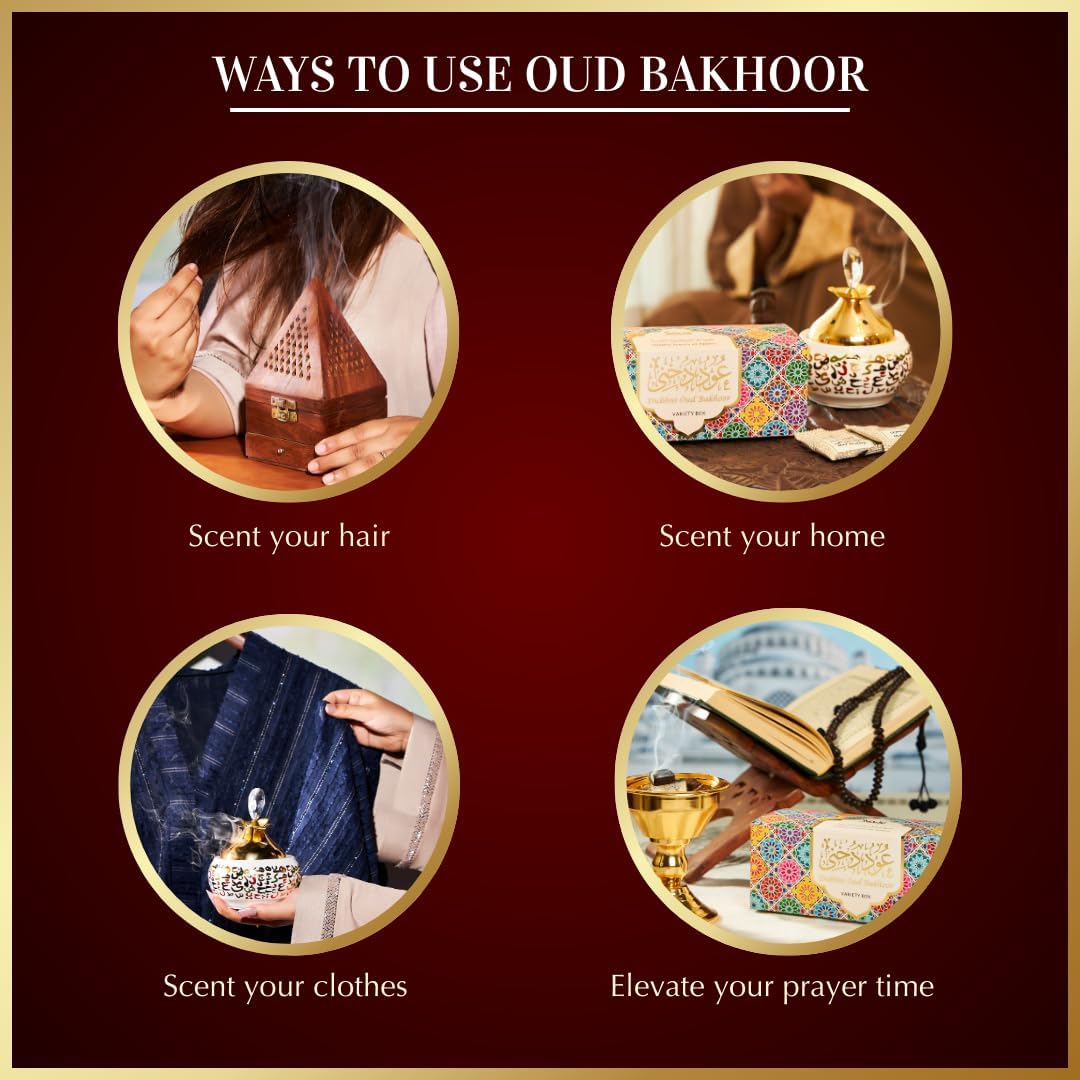 Oud Bakhoor Variety Box by Dukhni | Assorted Box | 30 Pieces Bakhoor | Gift Set & Refill Kit | Arabic Incense | Islamic Gifts, Eid & Ramadan Gift | Luxurious, Long Lasting