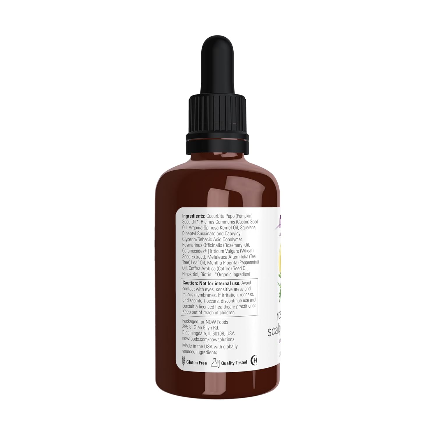 NOW Solutions Rosemary Scalp and Hair Oil, with Biotin, Pumpkin Seed and Argan Oils, Pre-Wash or Leave-In Scalp Treatment, 2 fl. oz.