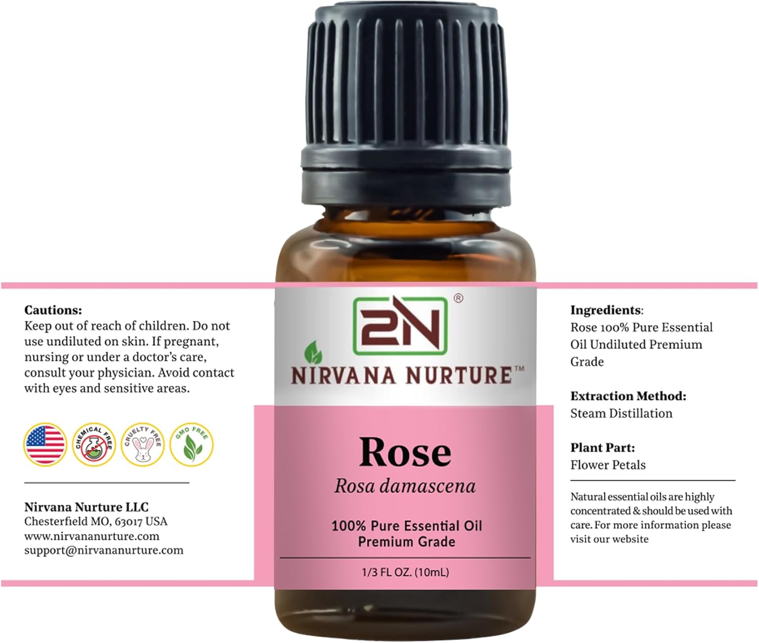 Rose Essential Oil, 100% Pure Undiluted, Aromatherapy Oil for Diffuser, Hair & Skin Care