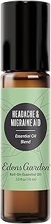 Edens Garden Headache & Migraine Aid Essential Oil Roll-On Blend- 100% Pure Premium Grade, Natural, Therapeutic, Aromatherapy, Kid & Skin Safe, The Best for Tension Pre-Diluted 10 ml (.33 fl oz)
