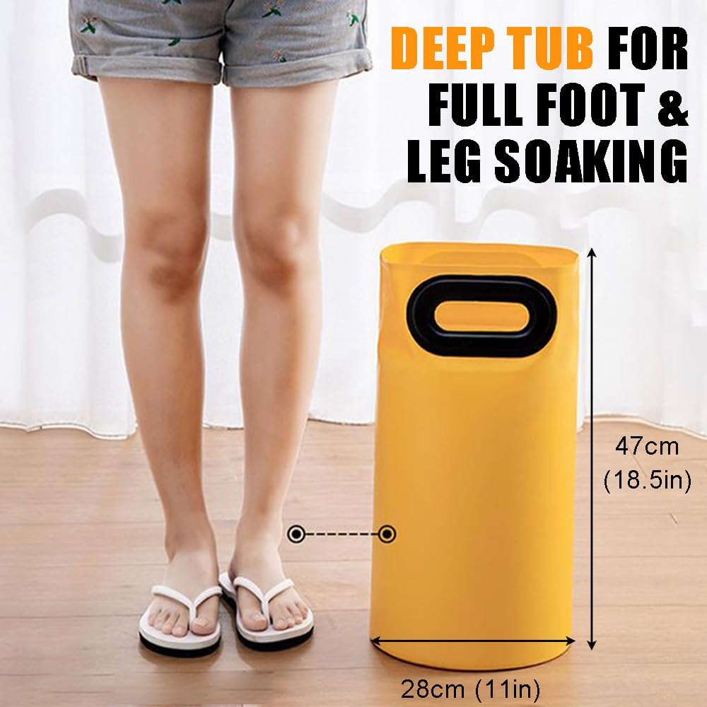 Ouliget Collapsible Lengthen Bucket for Soaking Feet,Portable Travel Foot Bath Tub with Handles,Insulation Reinforcement Foot Spa Bag for Outdoor Travel Camping Fishing