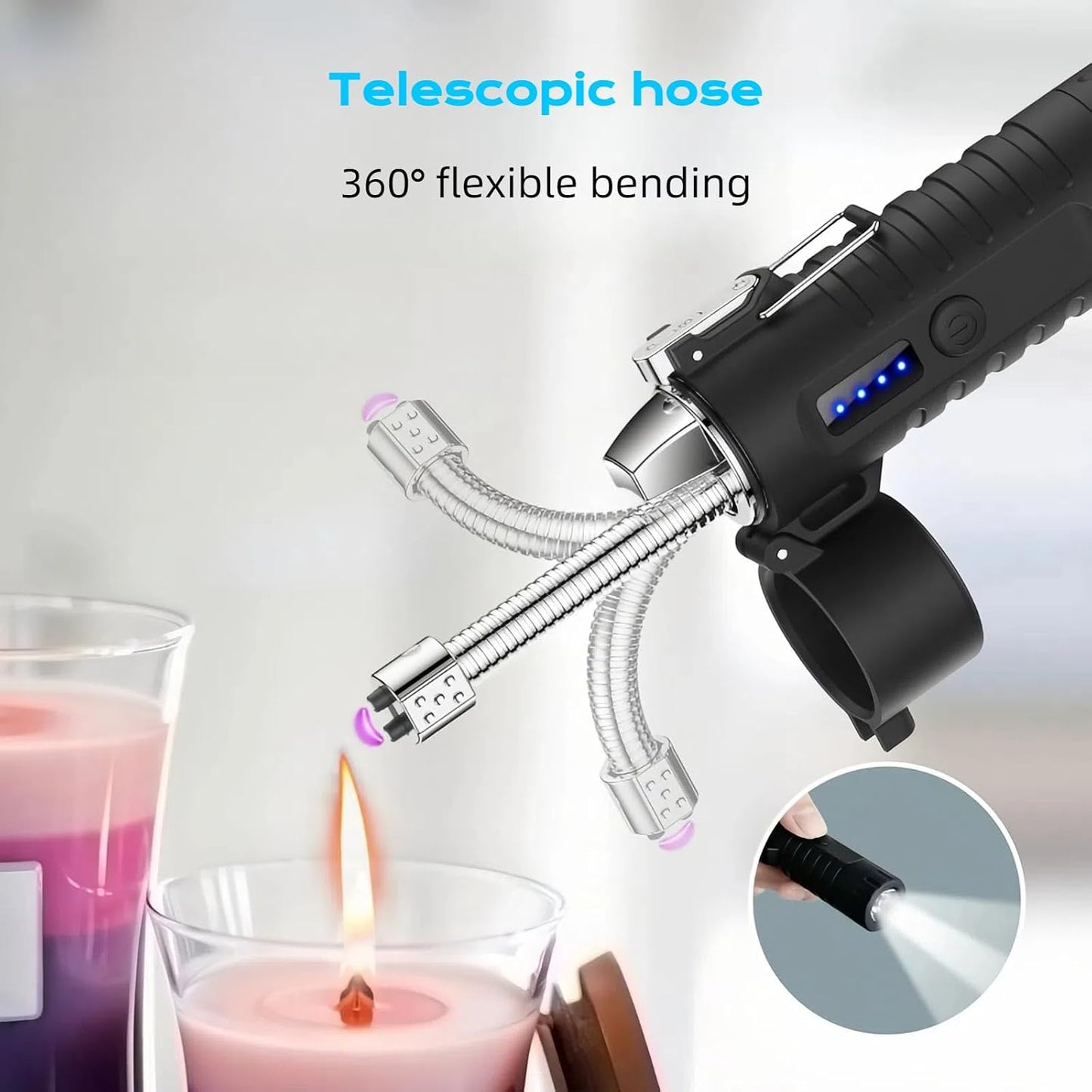 Electric Lighter, Flexible Neck Plasma Arc Lighter, USB C Rechargeable Lighters, Windproof and Waterproof Lighters with Flashlight for Candles, Hiking, Camping, Outdoor Adventure (Camouflage)