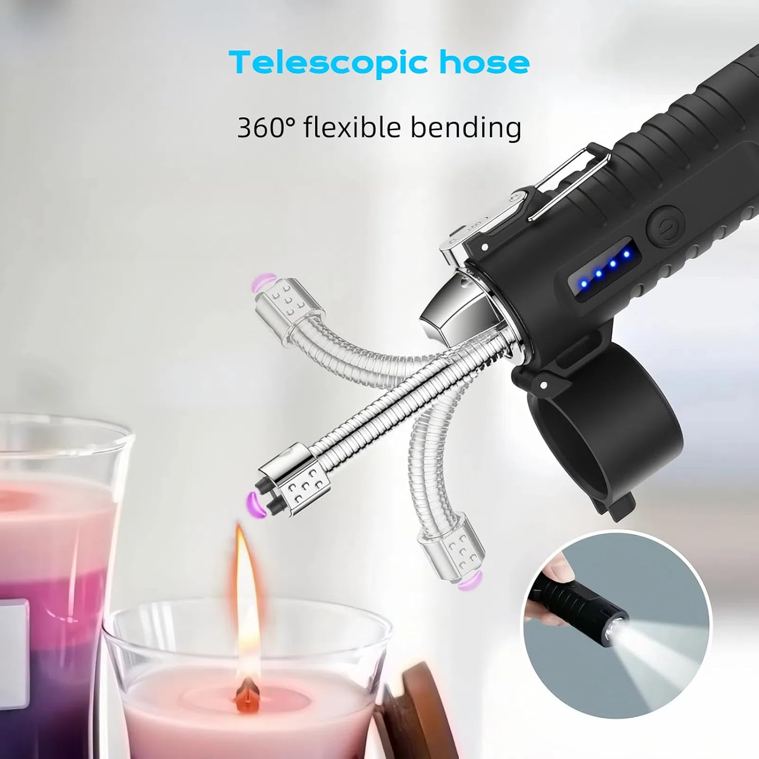 Electric Lighter, Flexible Neck Plasma Arc Lighter, USB C Rechargeable Lighters, Windproof and Waterproof Lighters with Flashlight for Candles, Hiking, Camping, Outdoor Adventure (Camouflage)