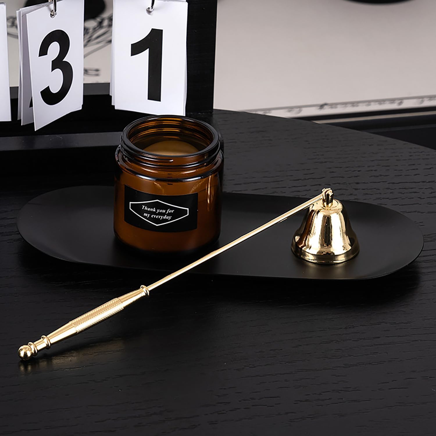 1Pc Gold Metal Candle Snuffer Wick Snuffer with Long Handle, Wick Extinguisher,Candlesnuffers Candle Accessories and Fireplace Tools