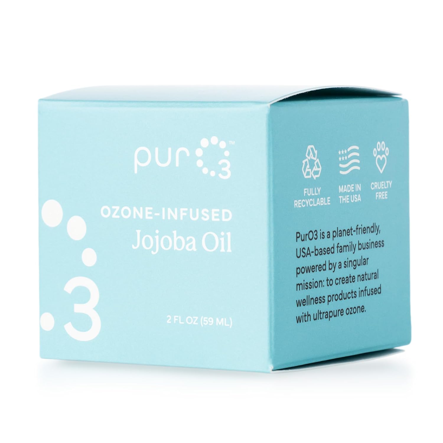 PurO3 Ozonated Jojoba Oil – Pure, Natural, Organic Skincare for Face & Body – Oxygenated Healing Lotion, Moisturizer & Beauty Cream in a Glass Jar – O3 Therapy Salve, 2 oz