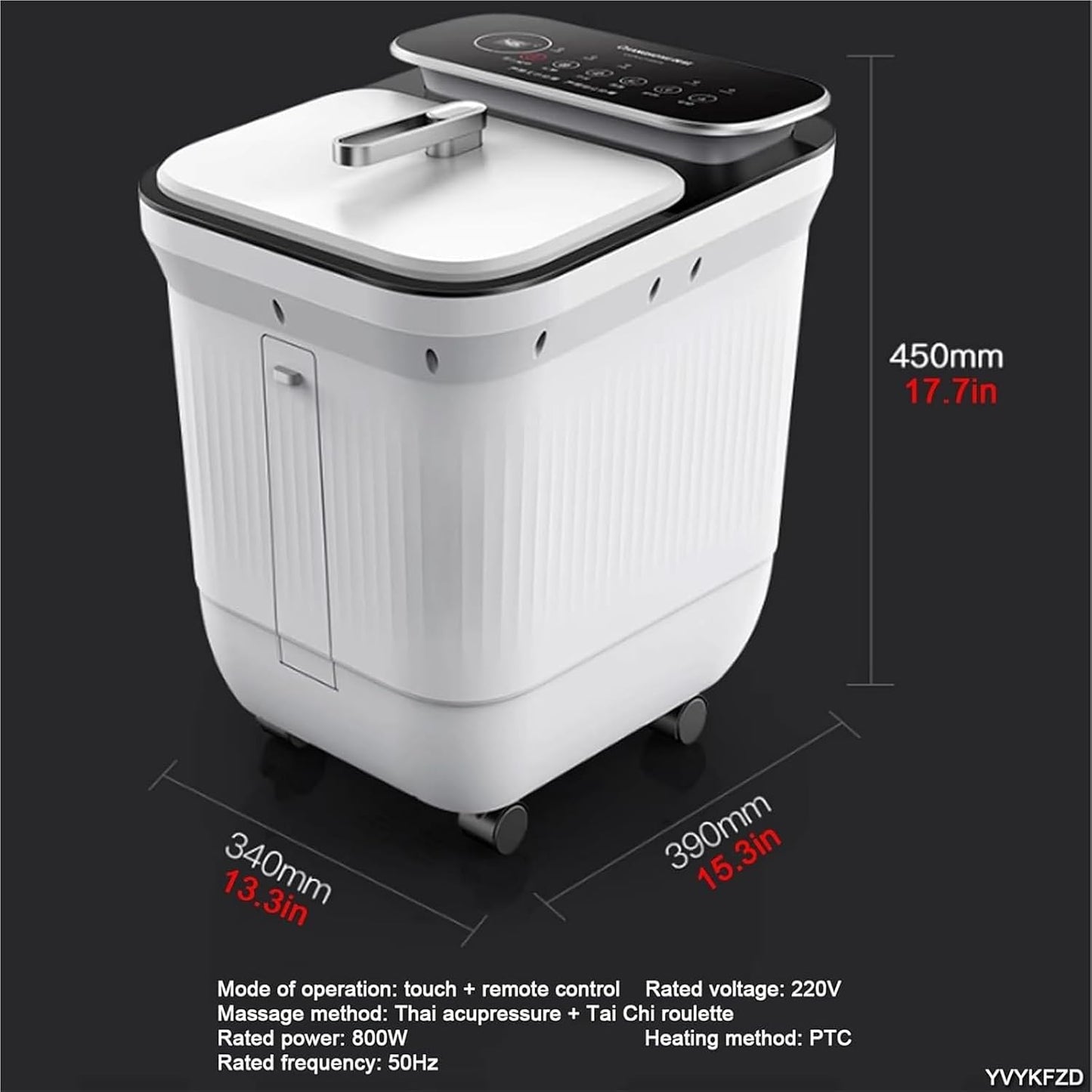 Foot Spa Bath Massager with Heat， Portable Foot Bath Basin Soak Tub with Heat Red Light Temperature Control Bubbles(C)