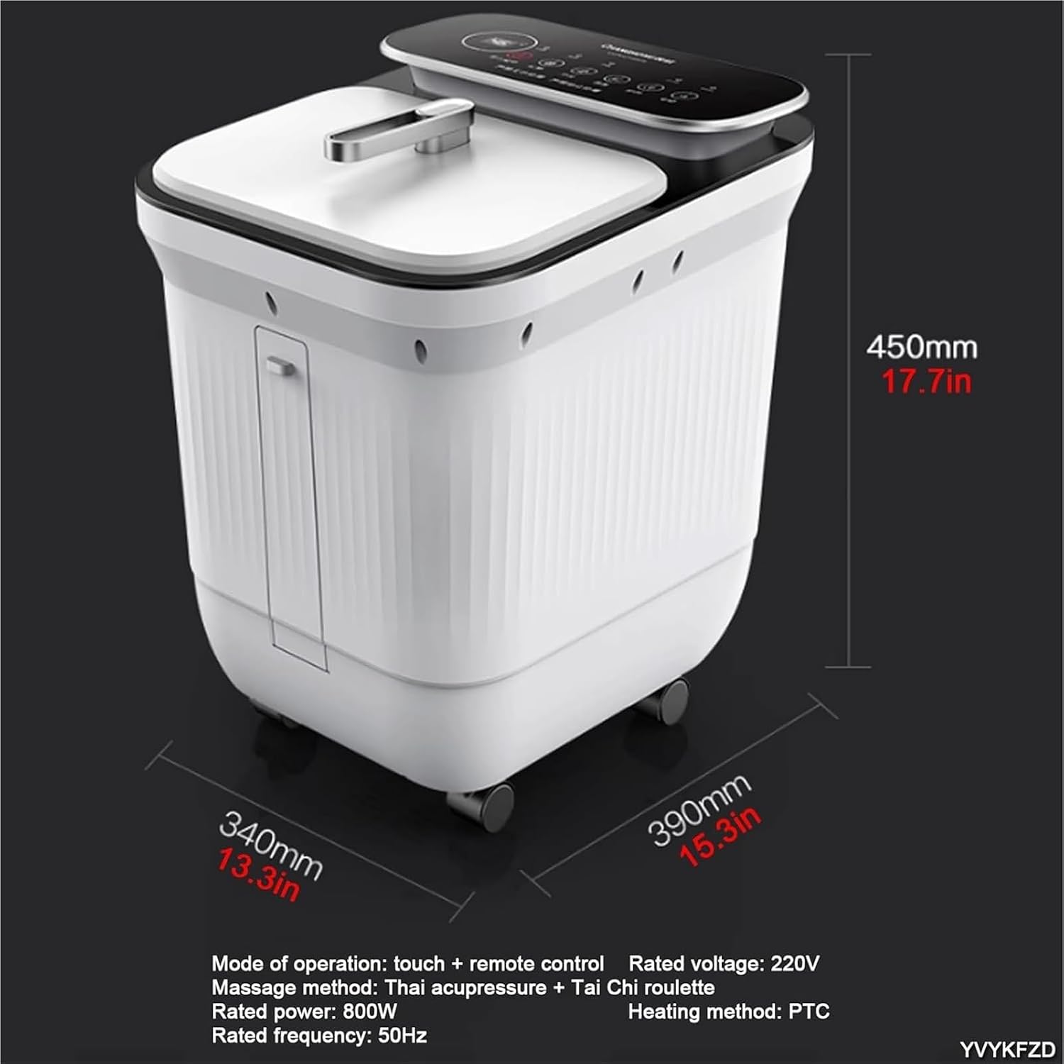 Foot Spa Bath Massager with Heat， Portable Foot Bath Basin Soak Tub with Heat Red Light Temperature Control Bubbles(C)