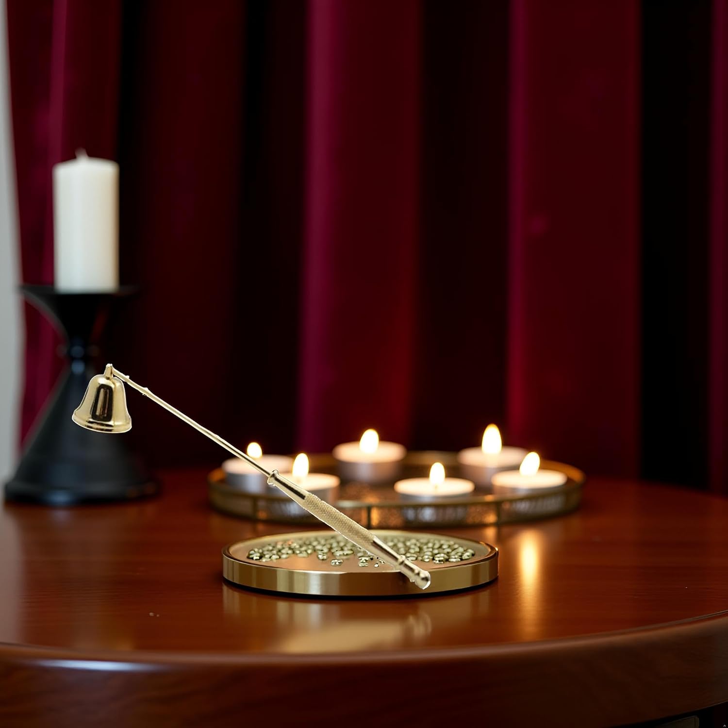 Gold Metal Candle Snuffer Wick Snuffer with Long Handle Candlesnuffers Smokeless Kit Candle Safely Extinguish Candles and Holders Candle Sleeves Accessories