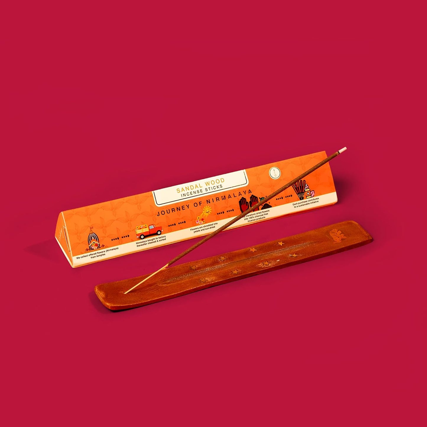 Nirmalaya Premium Luxury Natural Sandalwood Incense Sticks | Natural & Charcoal Free | Pack of 40 Sticks, 100g | Ideal for Home, Office, Yoga, Meditation & Aromatherapy