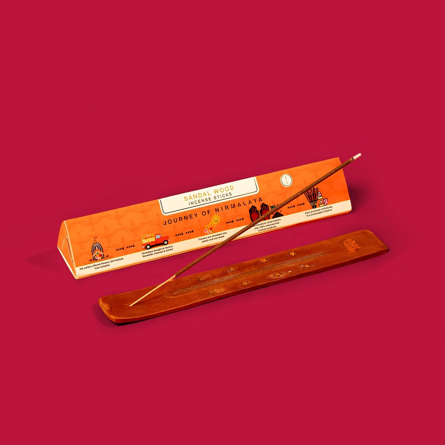Nirmalaya Premium Luxury Natural Sandalwood Incense Sticks | Natural & Charcoal Free | Pack of 40 Sticks, 100g | Ideal for Home, Office, Yoga, Meditation & Aromatherapy