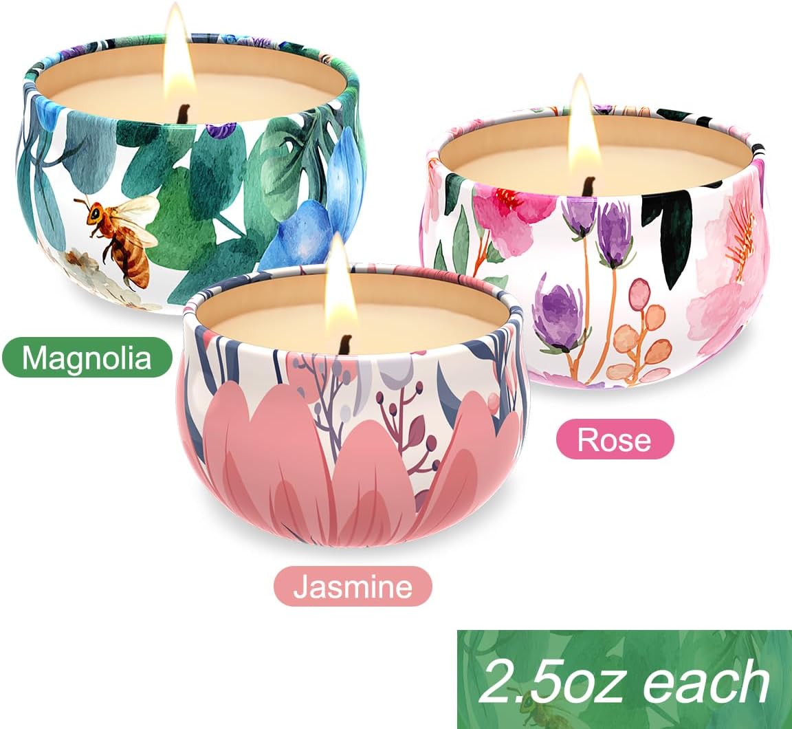 Scented Candles Gift Sets of 3, Stress Relief Candles for Home Scented, Natural Soy Wax Aromatherapy Candle, Burning Long Lasting Candles, Best Ideal for Gift, Baby Shower Prizes
