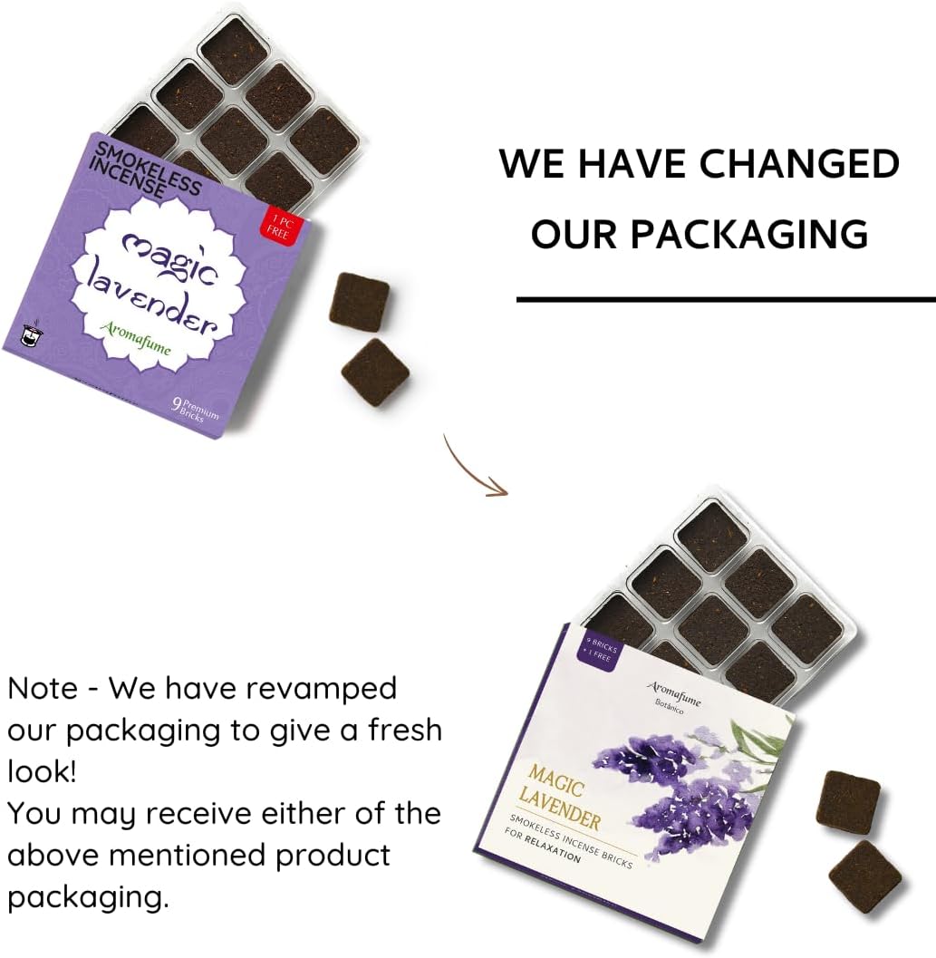 Magic Lavender Incense Bricks Refill Pack (3 x 9 Bricks) by Aromafume | Made with Pure Lavender | Ideal for Meditation, Relaxation, or Yoga | Natural, Low Smoke, Nontoxic Incense Bricks