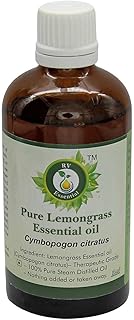 Lemongrass Essential Oil | Cymbopogon Citratus | Lemongrass Oil | for Hair | for Body | for Massage | 100% Pure Natural | Steam Distilled | Therapeutic Grade | 100ml | 3.38oz by R V Essential
