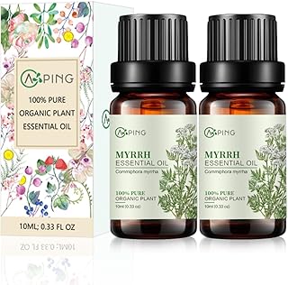 2-Pack Myrrh Essential Oil - 100% Pure Organic Natural Plant (Commiphora myrrha) Myrrh Oil for Diffuser, Aroma, Spa, Massage, Yoga, Perfume, Body - 2x10ML