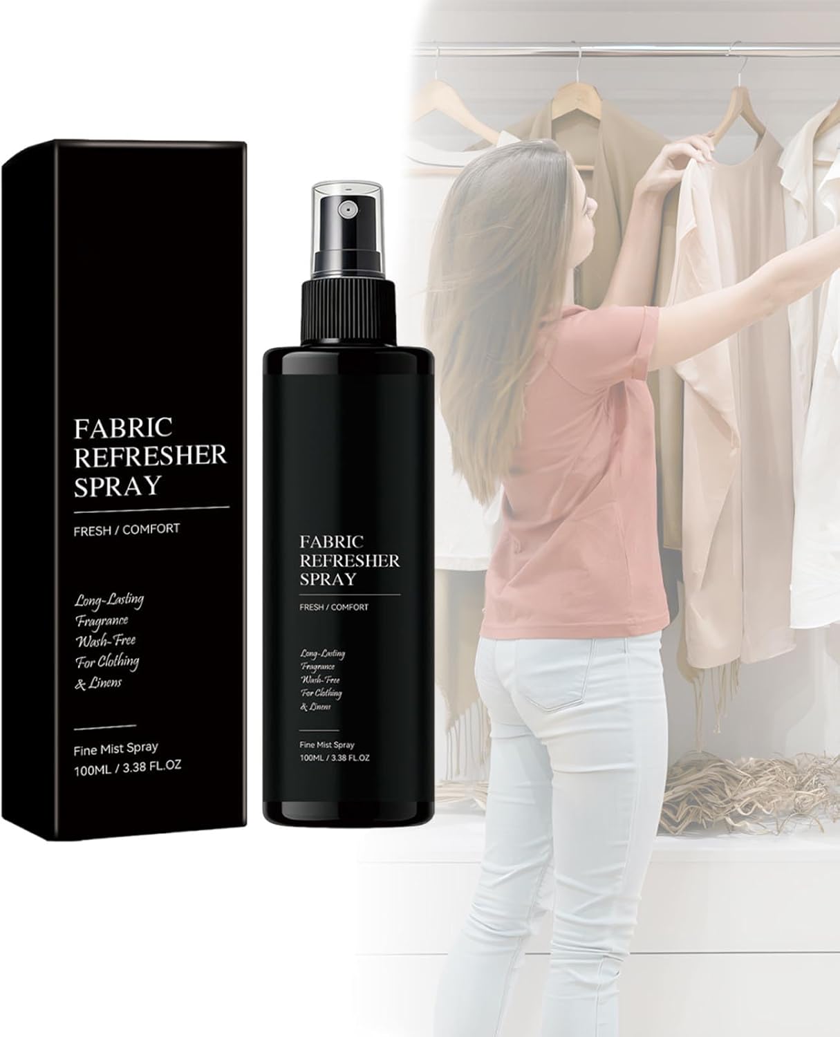 Long-Lasting Fabric Refresher and Room Spray, Odor Eliminating Fabric & Home Spray, Long-Lasting Fresh Scent, Pet-Friendly Formula, for Clothes, Curtains, Rugs, Bedding, 100ml (1Pcs)