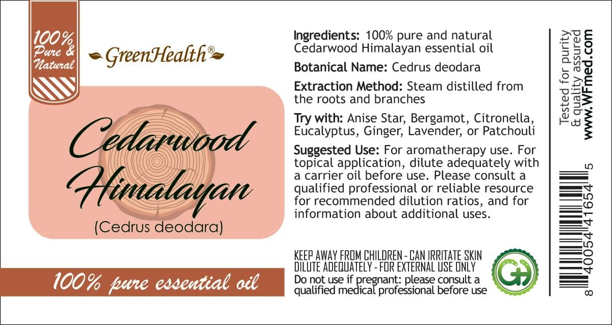 Cedarwood Himalayan Essential Oil - 32 fl oz - 100% Pure and Natural, Uncut - Aluminum Bottle - Greenhealth