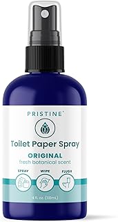 PRISTINE Toilet Paper Spray, As Seen on Shark Tank, Flushable Wipe Alternative, Personal Cleansing Bathroom Spray for Regular Toilet Tissue, Bidet Alternative, Made in USA, Original, 4oz Bottle