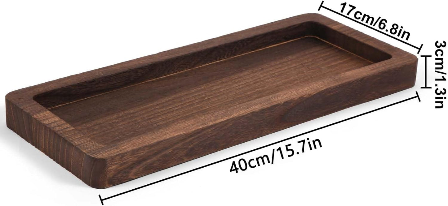Hatway Wooden Decorative Tray Candle Holder Long Wood Tray Home Decor,Centerpieces Plates for Table centerpieces for CoffeeTable,Christmas Decor