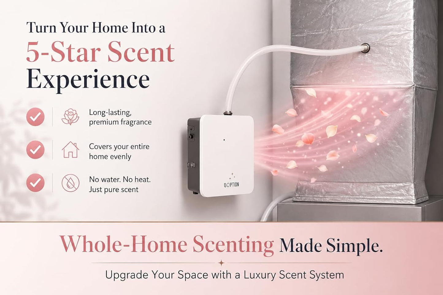 QX300 HVAC Scent Diffuser Machine, Bluetooth App Control, Waterless Cold Air Home Fragrance System for Whole House, Office, Salon, Up to 3200 Sq Ft