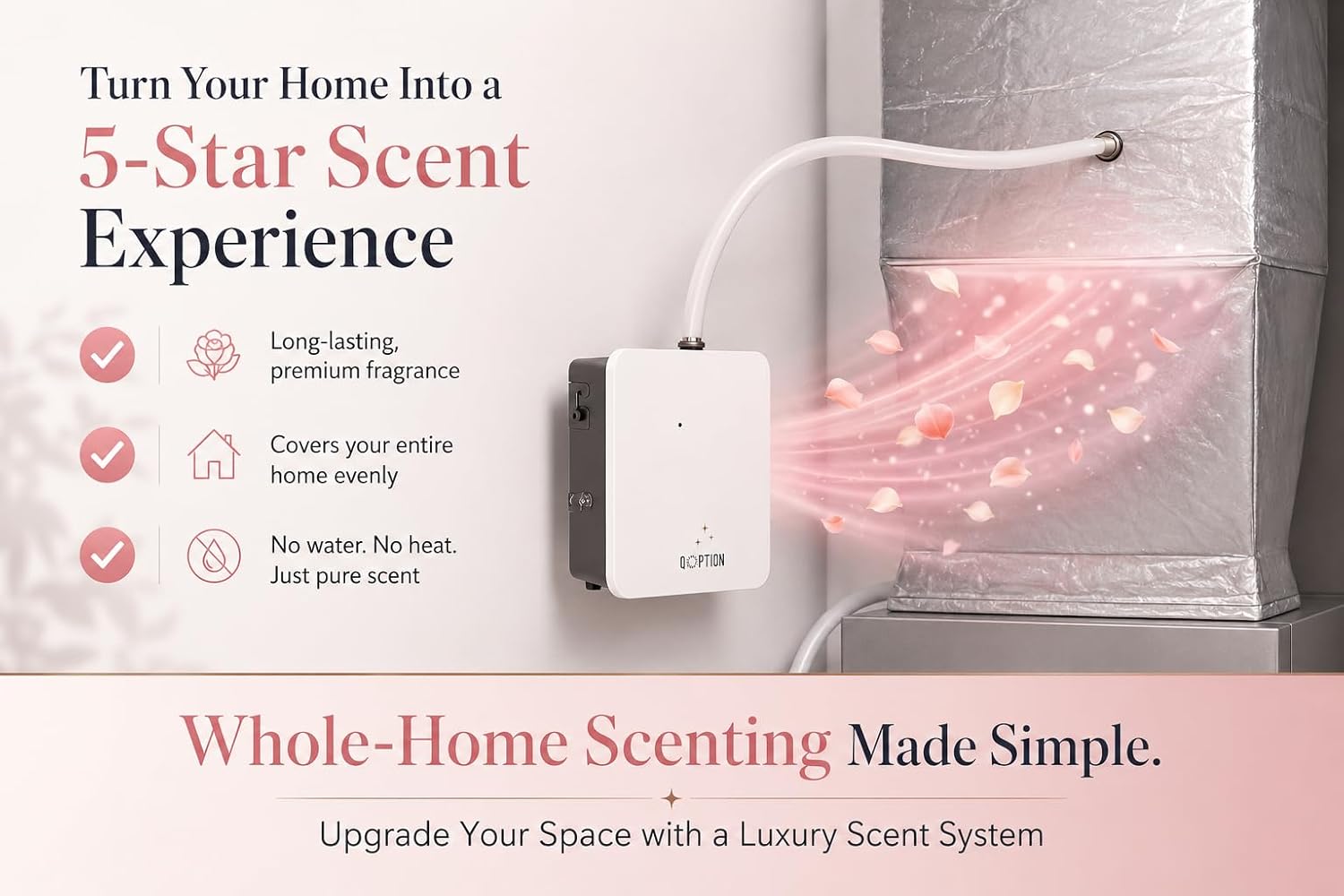 QX300 HVAC Scent Diffuser Machine, Bluetooth App Control, Waterless Cold Air Home Fragrance System for Whole House, Office, Salon, Up to 3200 Sq Ft
