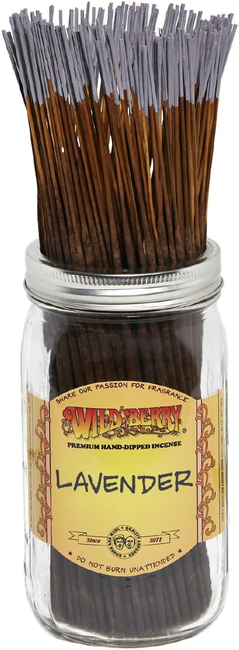 Wild Berry Incense Sticks - Lavender - Warm Lavender Fragrance with Lemon and Camphor - Hand Dipped in The USA (100 Count)