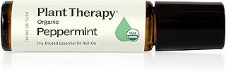 Plant Therapy Organic Peppermint Essential Oil 10 mL (1/3 oz),100% Pure, Pre-Diluted Roll-On, USDA Certified Organic Aromatherapy, for Neck Tension and Muscle Discomfort