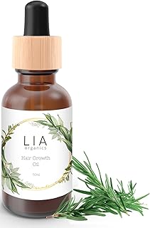 Lia Organics Hair Growth Oil - Organic, Vegan, cruelty free - Rosemary oil, castor oil, pumpkin seed oil, amla oil etc. For thick healthy hair, 1.70 Fl Oz (Pack of 1)