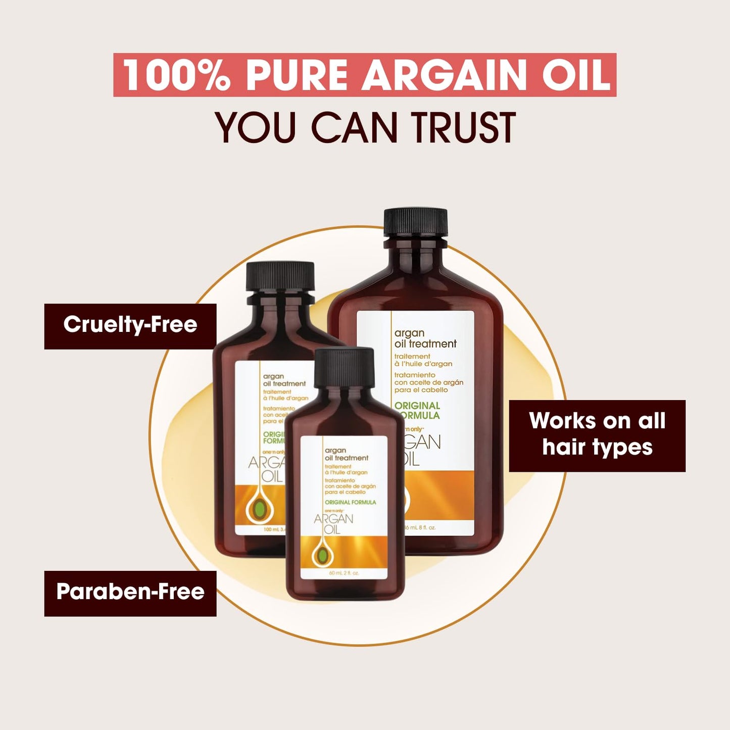 One 'N Only Argan Oil Hair Treatment - Lightweight & Hydrating Hair Oil for Natural, Wigs & Extensions - Shine Enhancing, Heat Protectant & Frizz Control (8 oz)