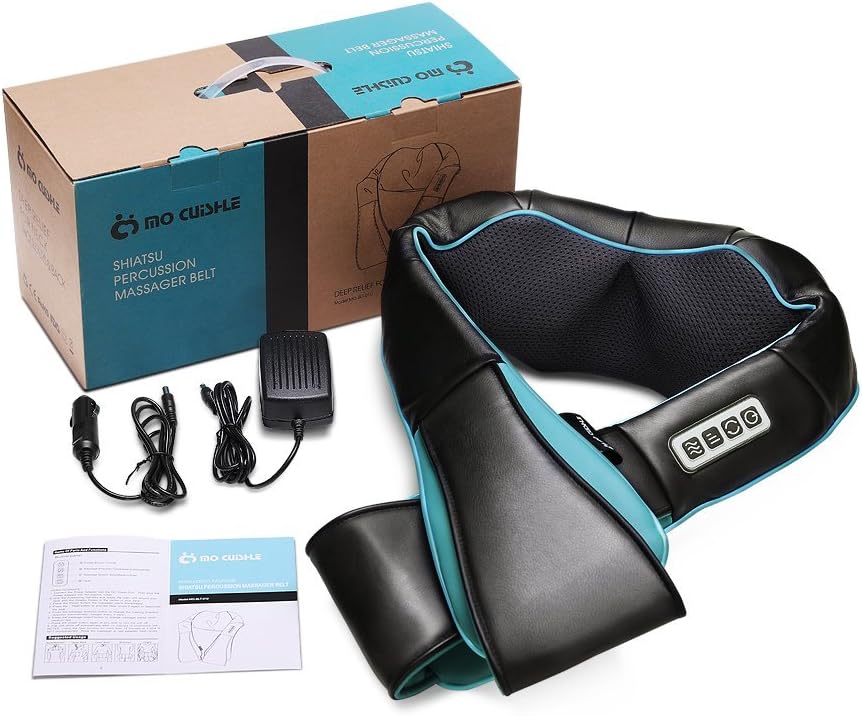 Mo Cuishle Women Men Gifts, Shiatsu Back Shoulder and Neck Massager with Heat, Electric Deep Tissue 4D Kneading Massage, Best Gifts for Mom Dad Wife Husband her Him, Christmas, Birthday (NOT Cordless)