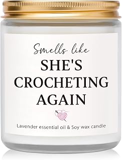 Funny Crochet Gifts, Gifts for Crocheters, Knitters - Lavender Scented Candles, Crochet Stuff for Crocheting Lovers Yarn Lovers Crafters, Mothers Day Birthday Crocheting Gift for Mom Friend Grandma