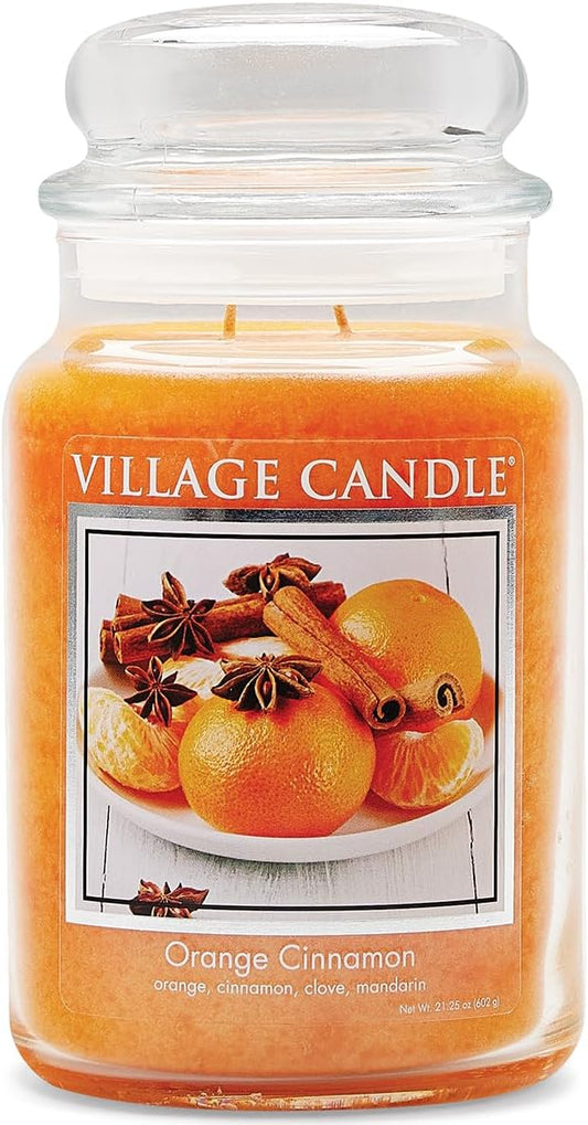Village Candle Orange Cinnamon Large Glass Apothecary Jar