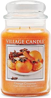 Village Candle Orange Cinnamon Large Glass Apothecary Jar Scented Candle, 21.25 oz, 21 Ounce
