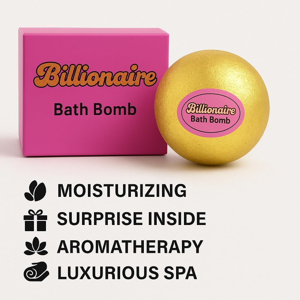 Gold Billionaire Bath Bomb – Lavender Scented, 5 oz – Surprise Prize Hidden Inside – Luxury Spa Gift for Women, Relaxing Fizzy Soak