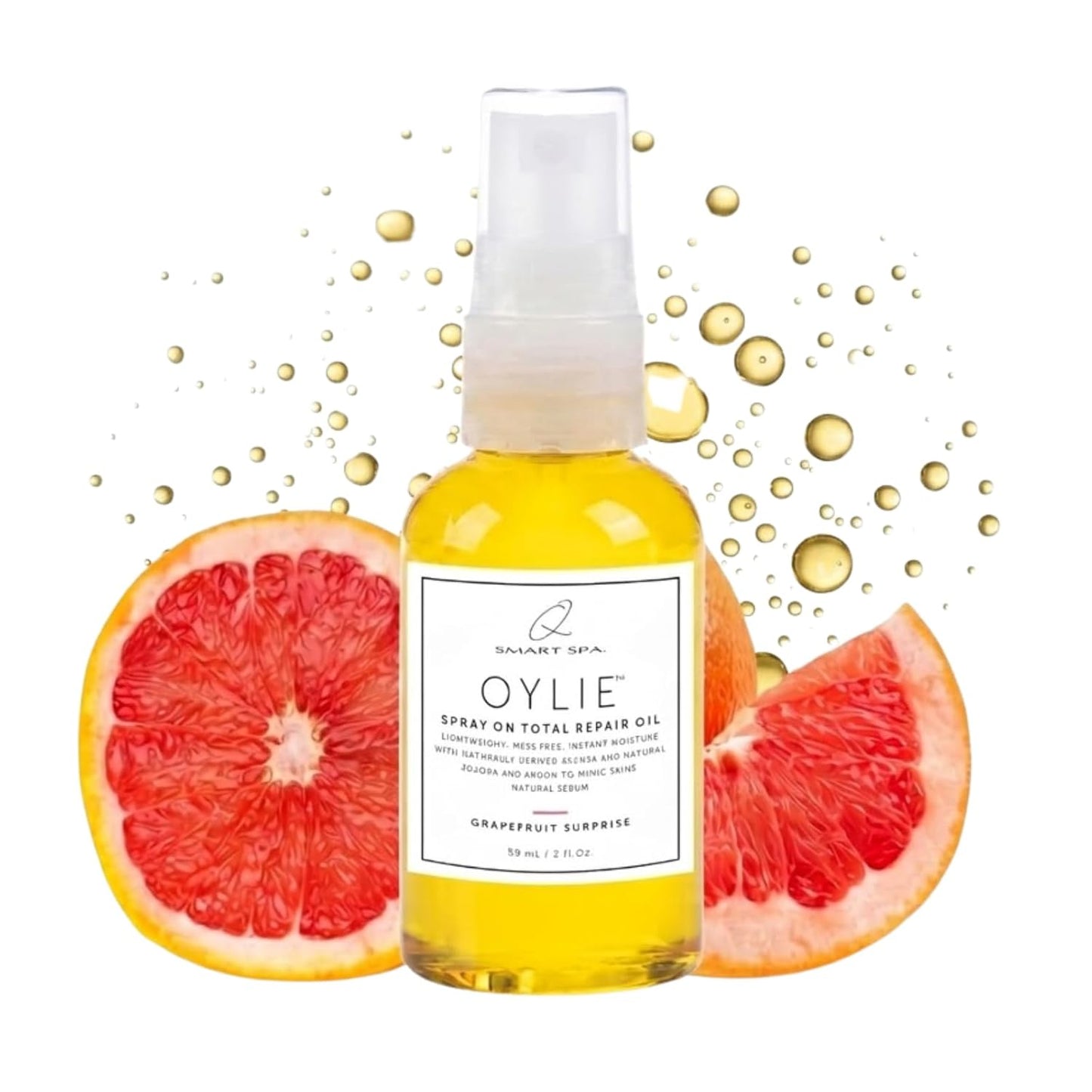 QTICA Oylie Spray On Total Repair Body Oil | Lightweight Spray Oil with Natural Jojoba & Argan Oil for Instant Moisture Smooth Finish Deep Hydration Soft Supple Looking Skin 2oz (Grapefruit Surprise)