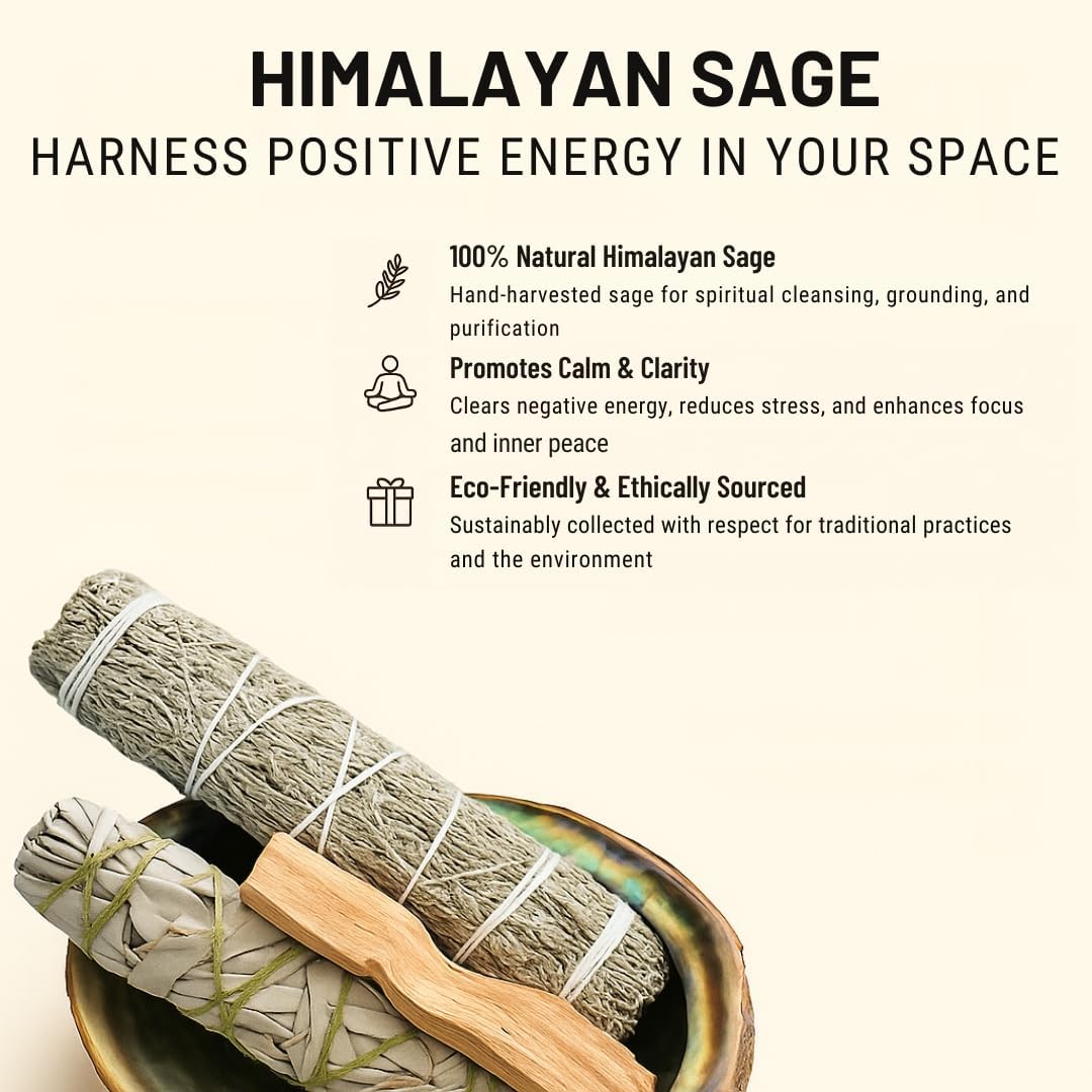 Bless-International Himalayan-Sage-Mullein-Nettle-Lemongrass-Incense Premium-100%-Natural-and-Organic Handcrafted-4-Inches-Long Used-for-Home-Cleansing-Meditation-Smudging-Rituals