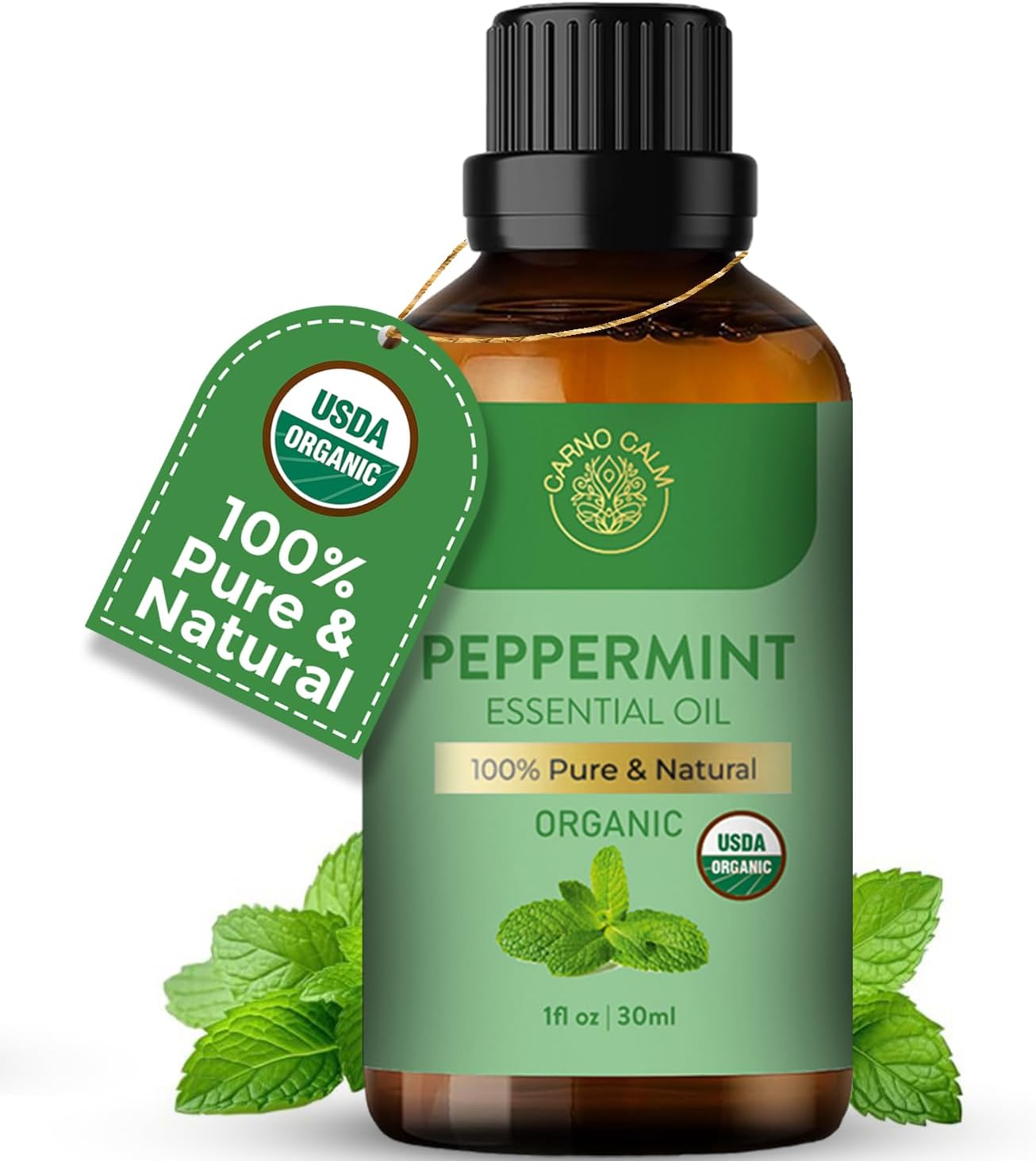 Peppermint Essential Oil | USDA Certified Organic Peppermint Oil | for Skin and Hair | Great Aroma for Diffuser and Aromatherapy | 30 ML