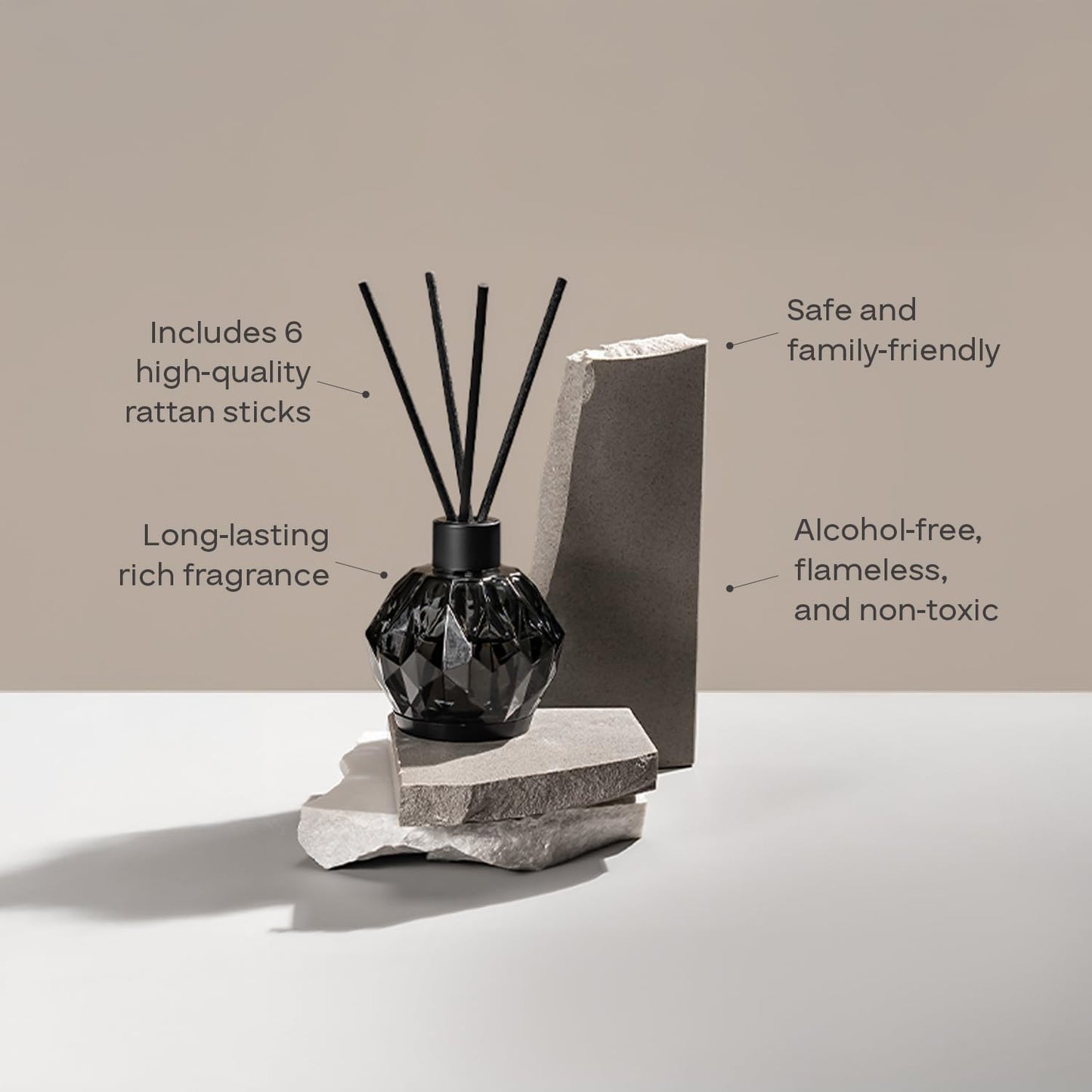 AromaPlan Luxury Reed Diffuser, Cozy Cashmere Scent Diffuser (8.5 fl oz, 250ml)- Natural Reed Diffusers Set, Includes Reed Diffuser Sticks & Fragrance Oil in a Glass Bottle- Home, Bathroom, Hotel