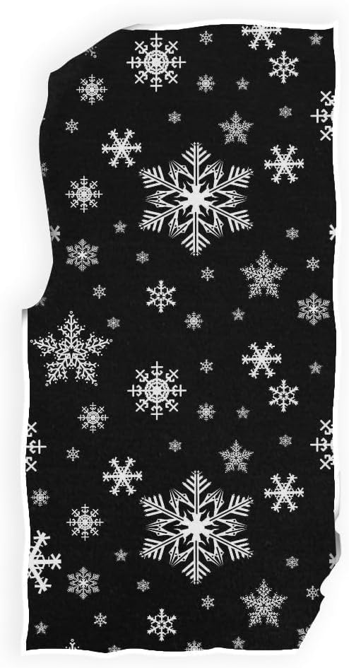 Winter Snowflake Black Hand Bath Fingertip Towel Christmas Decorations Kitchen Towels Xmas Holiday Bathroom Faucet Towel Set Highly Absorbent SPA Gym Shower Towels 16x30 Inch