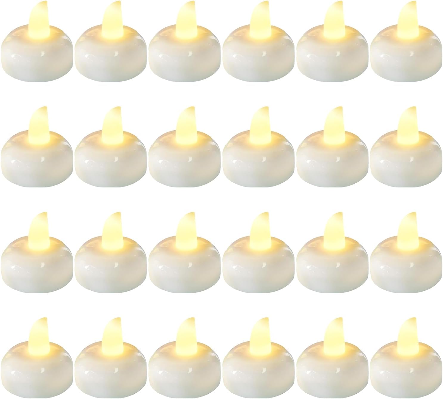 24pcs Warm White Flameless Waterproof LED Floating Candles,Battery Powered Outdoor Waterproof Flashing Tea lamp Voting Candle for Aquatic Ambiance - Wedding, Party, Spa