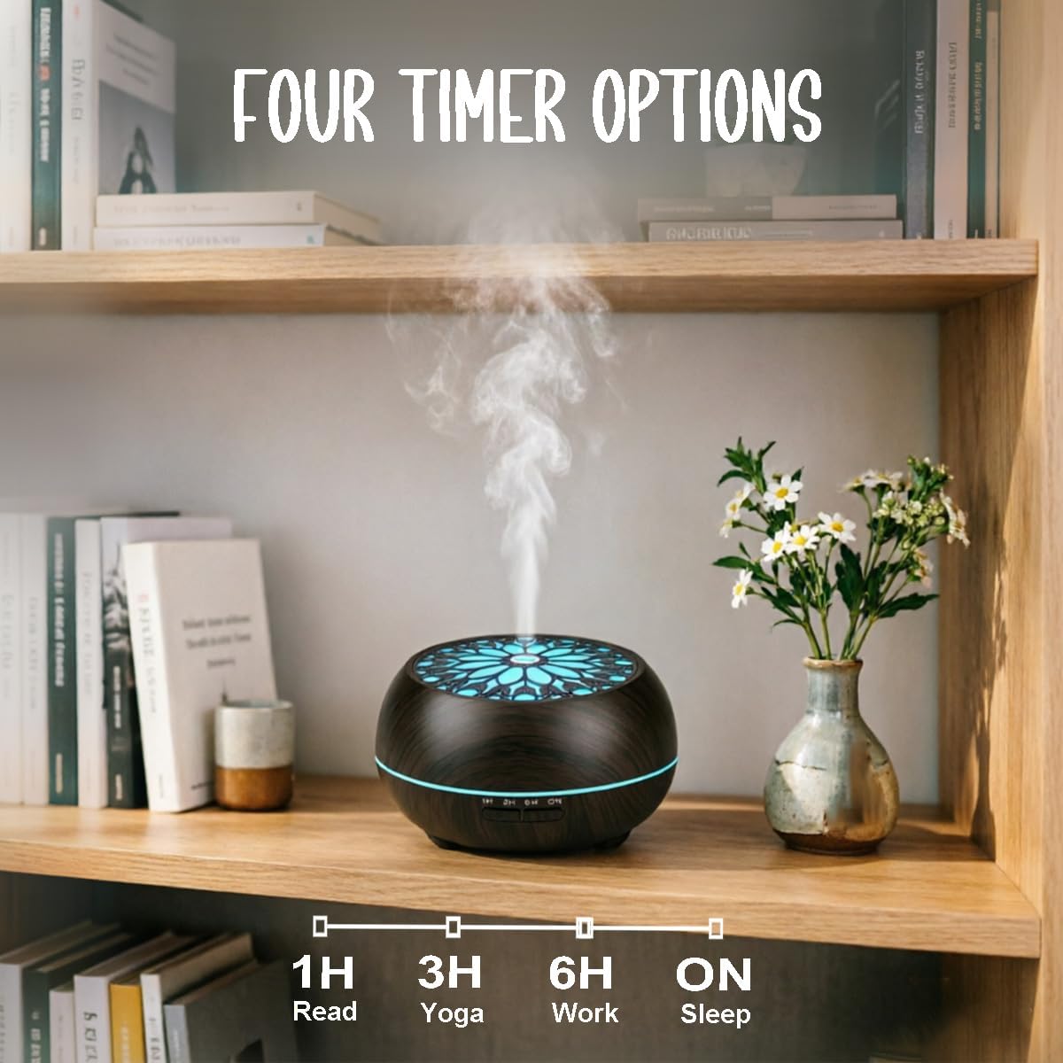 Essential Oil Diffuser for Home,Large Capacity 550ml Diffuser with Remote for Large Room,Mini Humidifier with LED Night Lights for Office Room Decor Gift for Women Men(Dark Wood Grain)