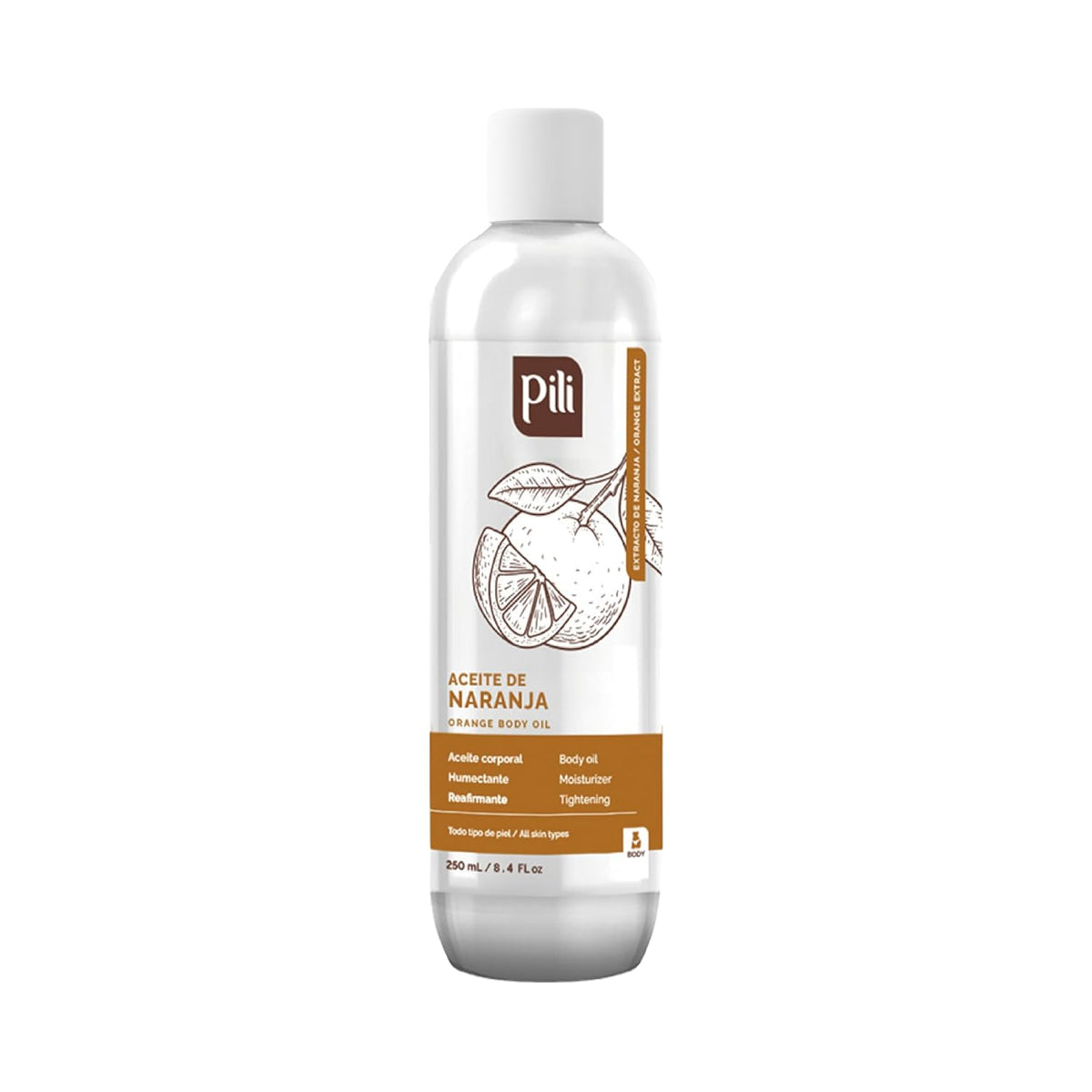 Pili Natural Orange Oil - Skin Tonic and Moisturizing Body Oil - Massage Oil - Prevents Cellulite