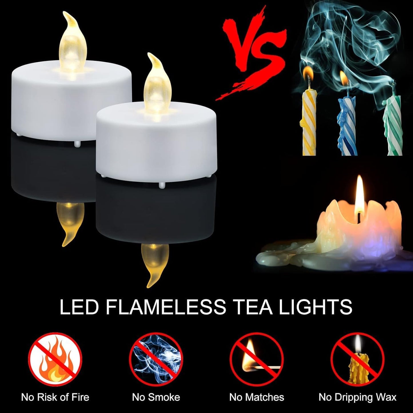 Nancia LED Tea Lights Candles- 100PACK Flameless Candles Realistic and Bright Flickering Long Lasting 200Hours for Holiday Celebration,Home Decoration Warm White