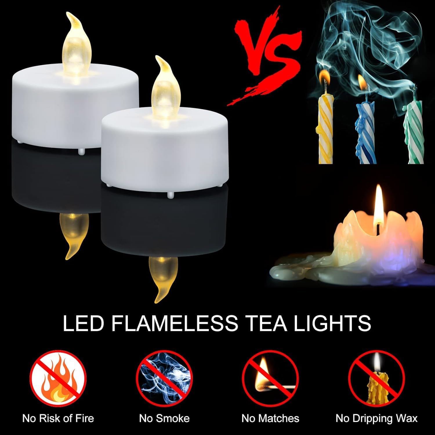Nancia LED Tea Lights Candles- 100PACK Flameless Candles Realistic and Bright Flickering Long Lasting 200Hours for Holiday Celebration,Home Decoration Warm White