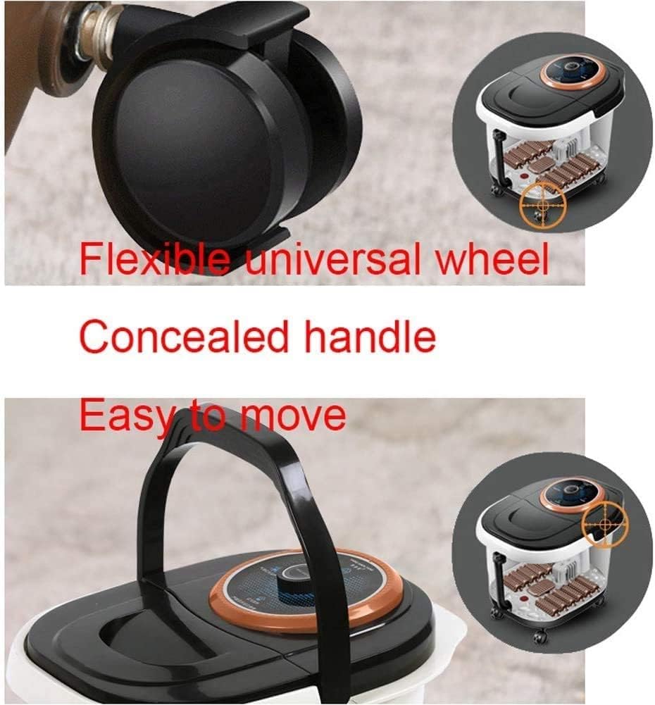 Foot Spa Bath Massager with Heat Bubble Jets and 12 Removable Long Massage Rollers with Acupressure Massage Nodes