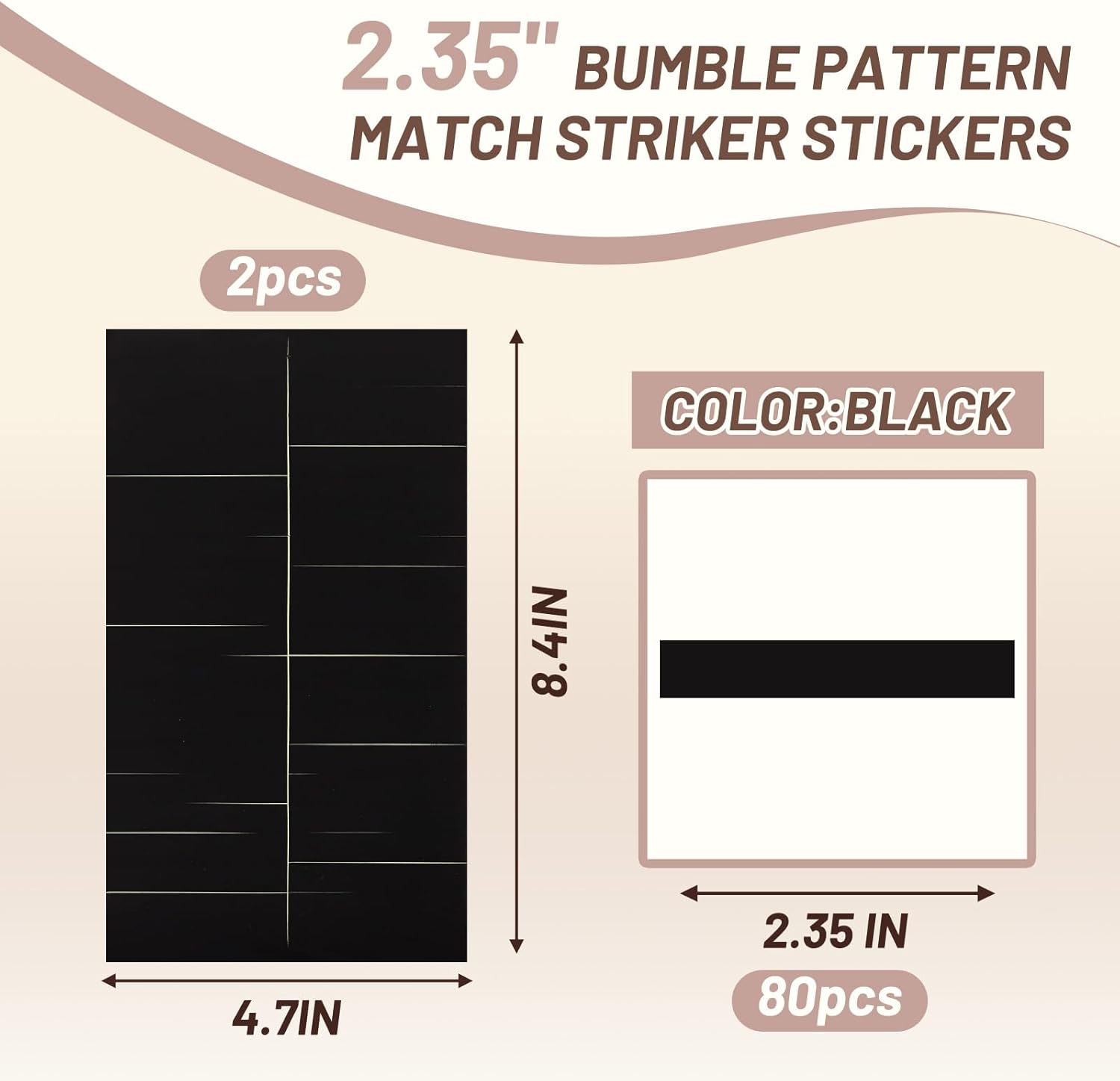 80 PCS Match Striker Stickers, 2.35" Match Striker Paper with Adhesive, Ideal for Fireplace Matches