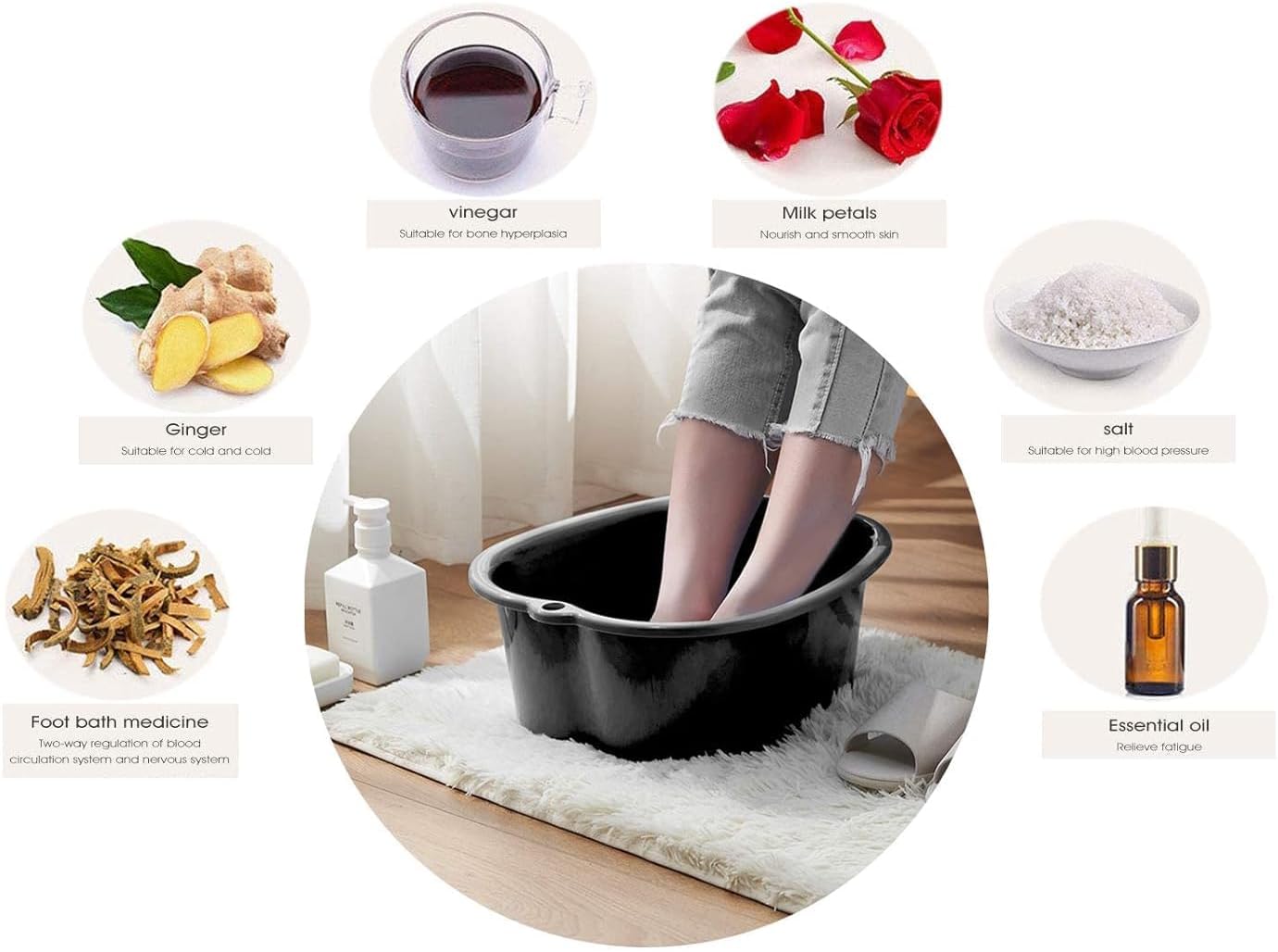 AXLOFO® Foot Soaking Bath Basin, Large Plastic Foot Soaking Tub, Feet Massage Feet Bath Bucket, Great for Getting the Dead/Old Skin Off Your Foots (blackbasin)