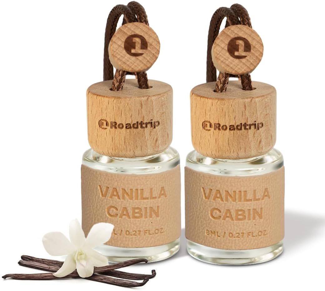 Hanging Air Freshener - Long Lasting Essential Oil Diffuser - Car Accessories for Men & Women - Pack of 2 Non-Toxic Car Air Freshener - 0.27FL OZ/8ML (Vanilla Cabin)