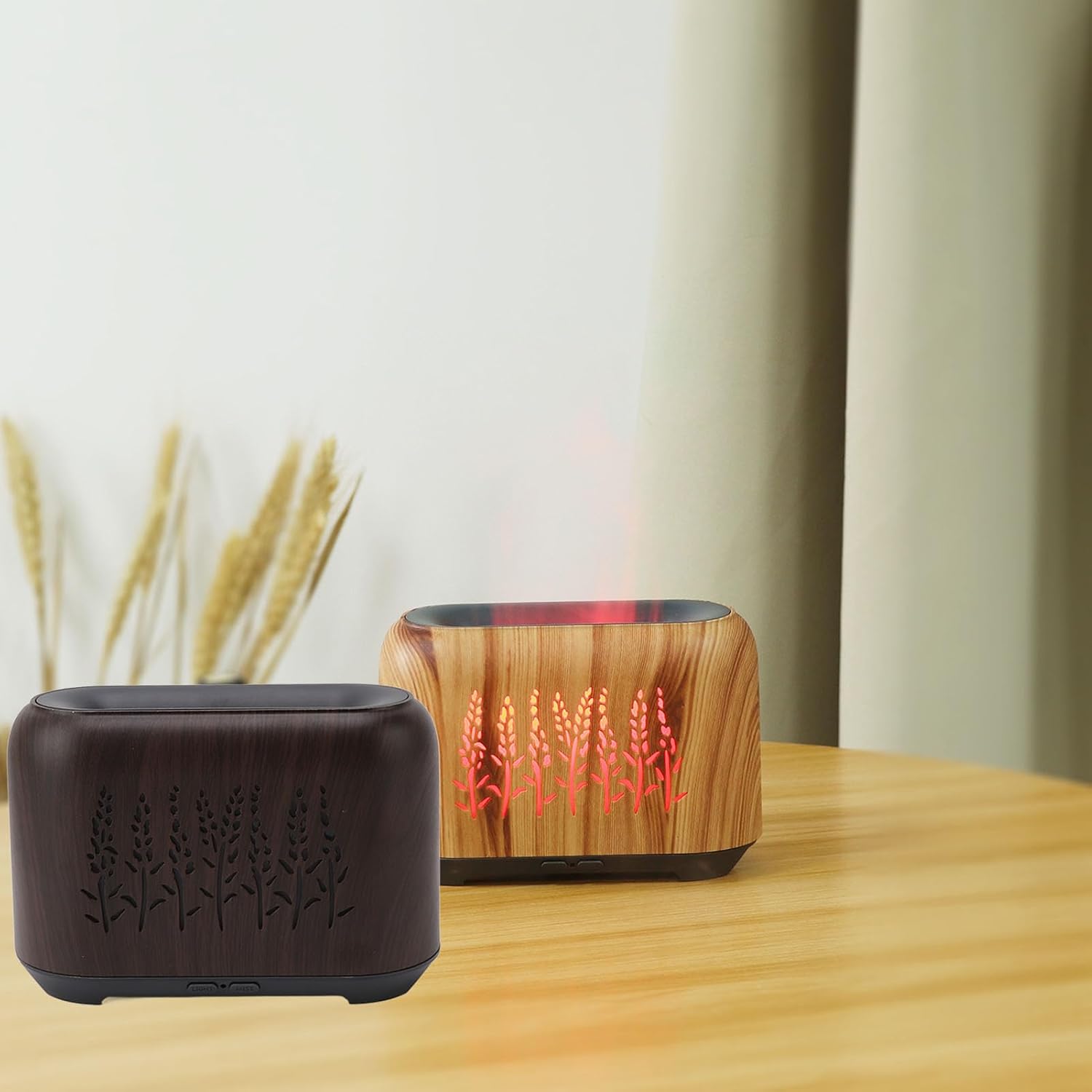 Ultrasonic Humidifier for Essential Oils USB Simulated Aromatherapy Expandable Fragrance Machine for Home (Light Wood Grain)