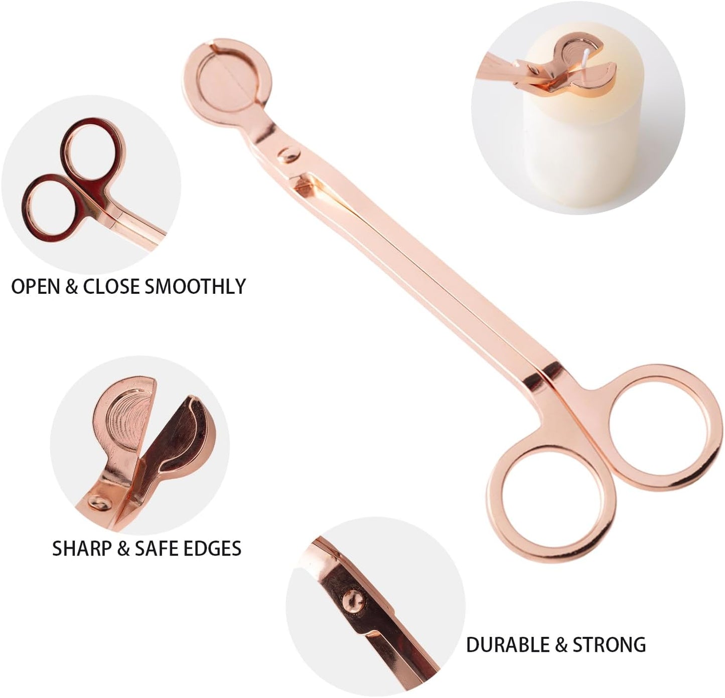 2 Pack 7.08 in Rose Gold Candle Wick Trimmer, Bulk Wick Candle Accessories, Candle Care Wick Clipper Cutter, Scissors for Safe Flame Control and Cleaner Burn